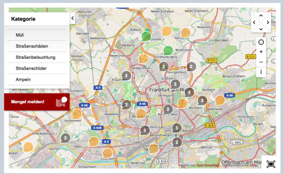 Der Mängelmelder der Stadt Frankfurt