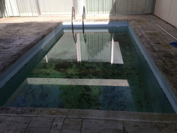 Das Schwimmbecken, mit dem sich Ludwig Erhard so viel Ärger einhandelte, ist nicht viel mehr als eine Pfütze. Bild: Monika Gemmer